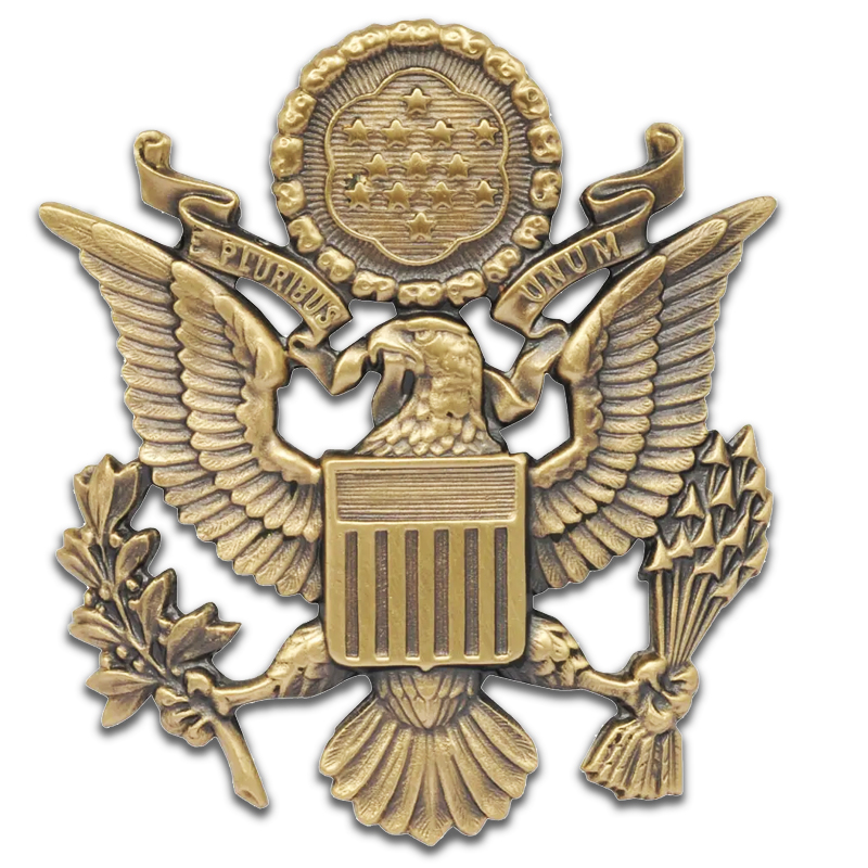 US Army Officers Cap Badge - gold oxide